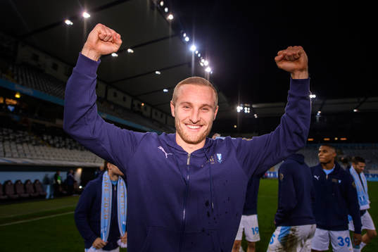 Malmö FFs Franz Brorsson jublar över SM-guldet