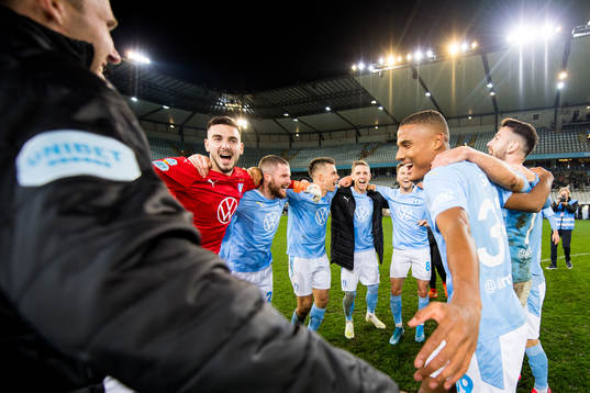 Malmö FFs målvakt Marko Johansson, Lasse Nielsen, Jonas