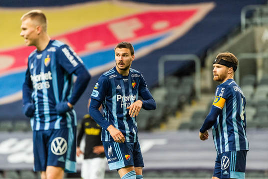 Djurgårdens Jonathan Augustinsson, Erik Berg och Jacob Une