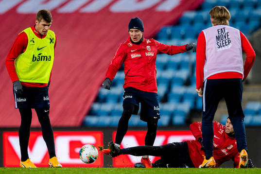 Alexander Sørloth, Stefan Johansen and goalkeeper Rune