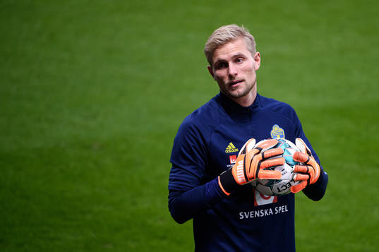 Goalkeeper Jacob Rinne of the Swedish national football team