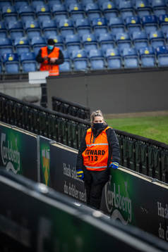 Officials with face masks