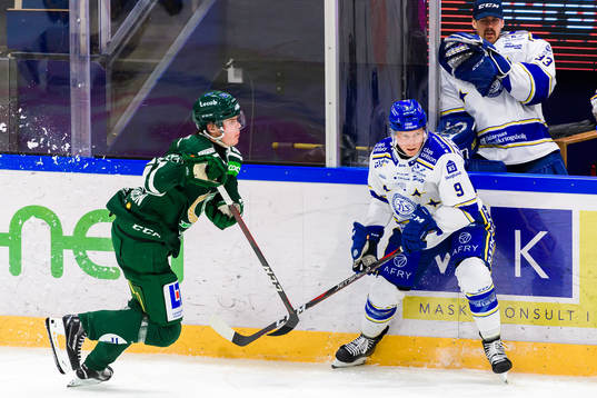 Färjestads Carl Jakobsson och Leksands Patrik Zackrisson