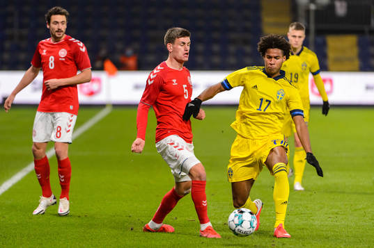 Joakim Mæhle of Denmark and Jens-Lys Cajuste of Sweden