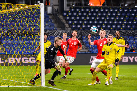Mattias Svanberg of Sweden against goalkeeper Oliver