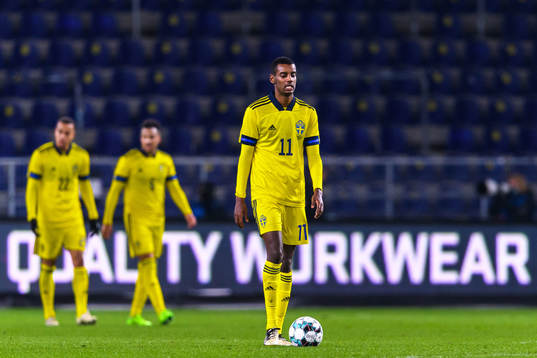 Alexander Isak of Sweden looks dejected