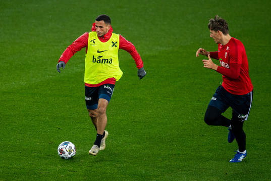 Omar Elabdellaoui and Sander Berge of the Norwegian