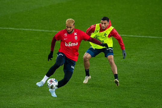 Joshua King and Omar Elabdellaoui of the Norwegian national