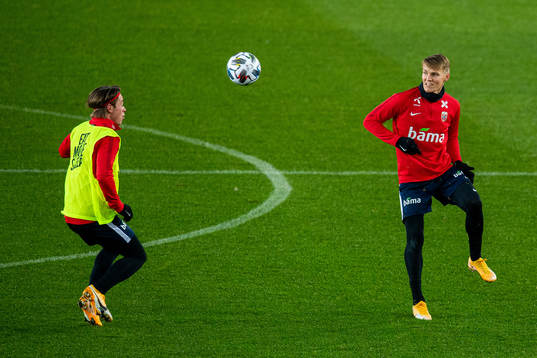 Patrick Berg and Martin Ødegaard of the Norwegian national