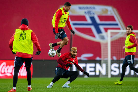 Omar Elabdellaoui and Joshua King of the Norwegian national