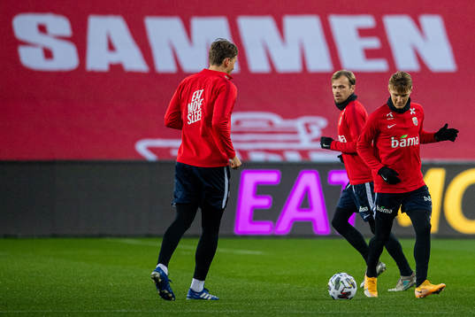 Sander Berge, Iver Fossum and Martin Ødegaard of the