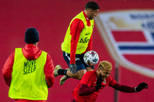 Omar Elabdellaoui and Joshua King of the Norwegian national