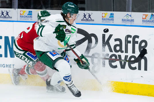 Frölundas Max Friberg och Färjestads Joakim Nygård