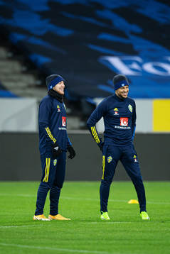 Emil Forsberg and Martin Olsson of the Swedish national