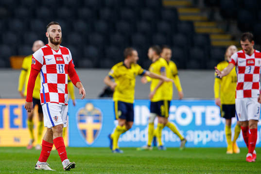 Ante Budimir of Croatia looks dejected