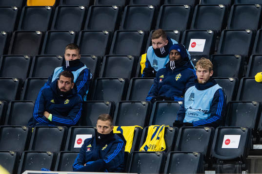 Sweden's substitutes in the stands