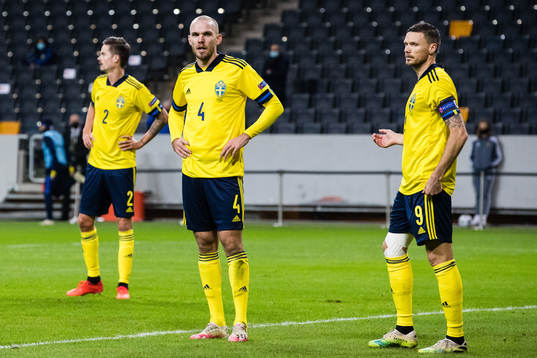 Mikael Lustig, Marcus Danielson and Marcus Berg of Sweden