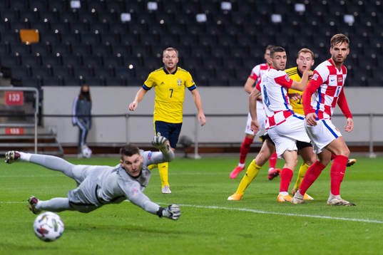 Dejan Kulusevski of Sweden scores 1-0