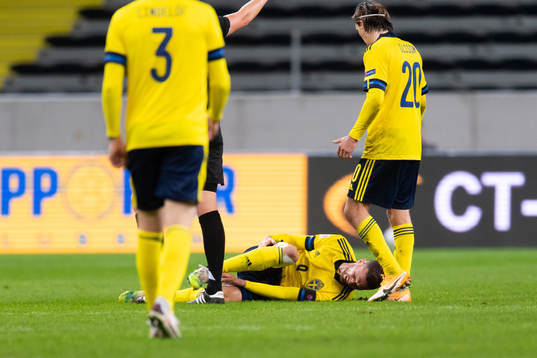 Marcus Berg of Sweden looks dejected