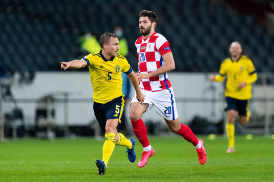 Pierre Bengtsson of Sweden and Bruno Petkovic of Croatia