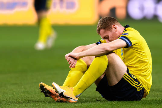 Dejan Kulusevski of Sweden looks dejected