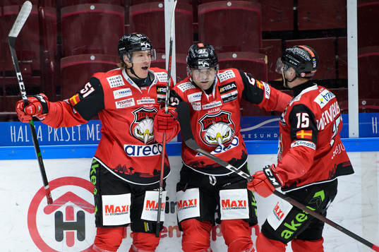 Malmö Redhawks Emil Sylvegård , Ponthus Westerholm och