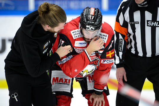 Malmö Redhawks Markus Lauridsen har ont