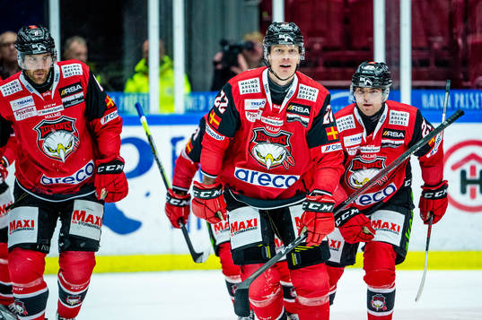 Malmö Redhawks Lars Bryggman jublar med lagkamraterna