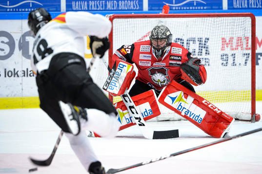 Brynäs Anton Rödin och Malmö Redhawks målvakt Oscar