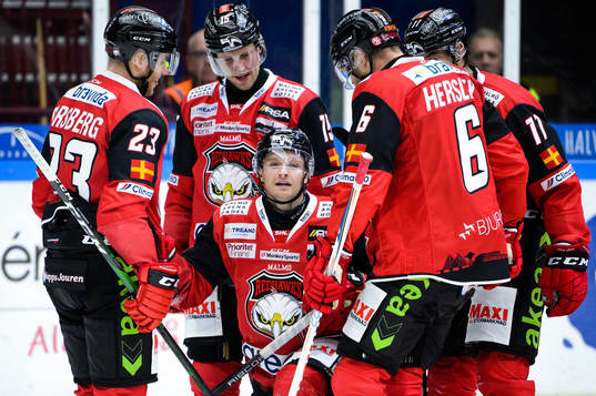 Malmö Redhawks Johan Olofsson jublar