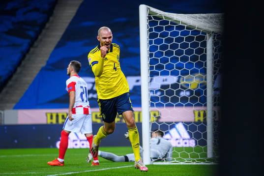 Marcus Danielson of Sweden celebrates the 2-0 goal