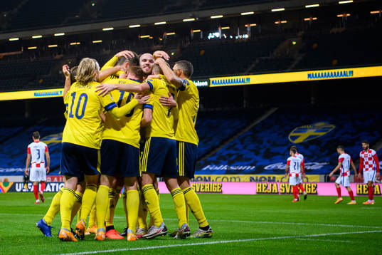 Marcus Danielson of Sweden celebrates the 2-0 goal