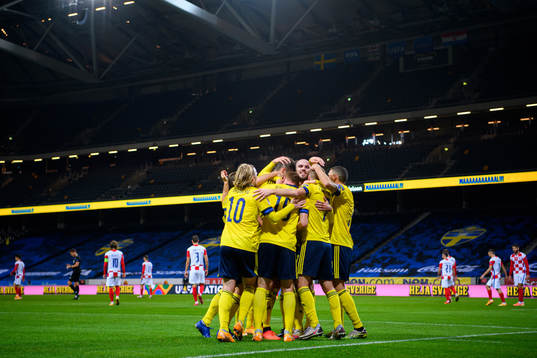 Marcus Danielson of Sweden celebrates the 2-0 goal