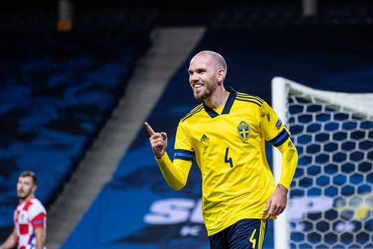 Marcus Danielson of Sweden celebrates the 2-0 goal