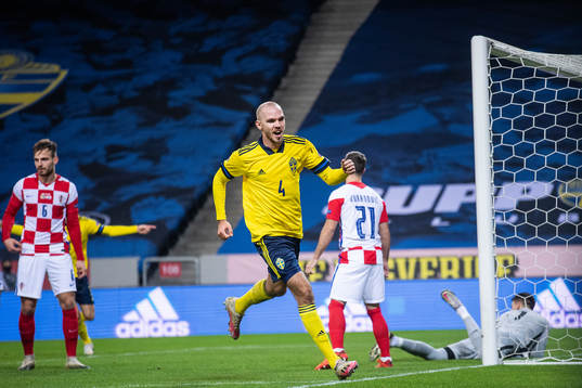 Marcus Danielson of Sweden celebrates the 2-0 goal