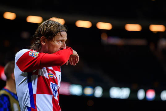 Luka Modric of Croatia looks dejected