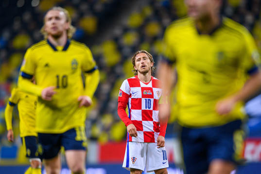 Luka Modric of Croatia looks dejected