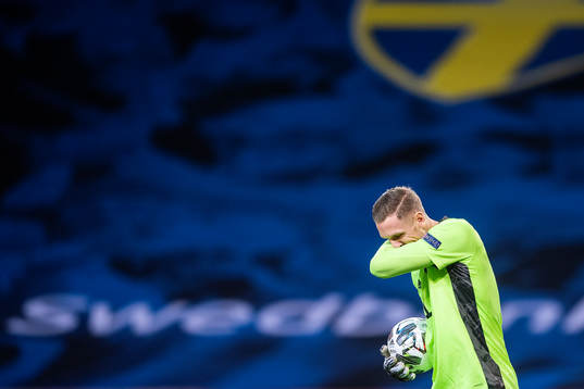 goalkeeper Robin Olsen of Sweden looks dejected