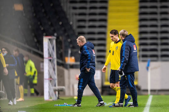 Albin Ekdal and head coach Peter Wettergren of Sweden looks
