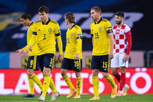Victor Nilsson Lindelöf and Dejan Kulusevski of Sweden