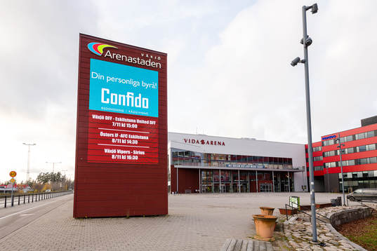 Informationstavla för Växjö Arenastad före