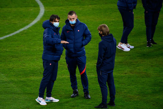 Head coach Zlatko Dalic assistant coach Ivica Olic, and