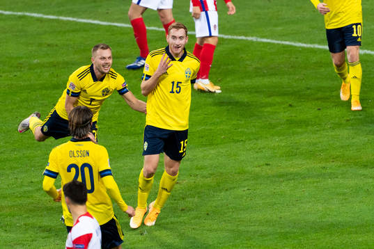 Dejan Kulusevski of Sweden celebrates
