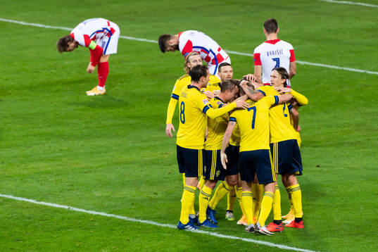 The swedsih players celebrate