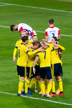 The swedsih players celebrate
