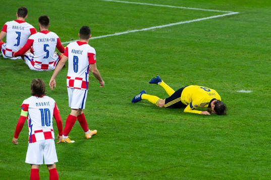 Albin Ekdal of Sweden looks dejected