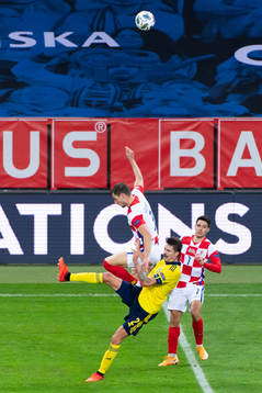 Boma Barisic of Croatia in a situation with Mikael Lustig