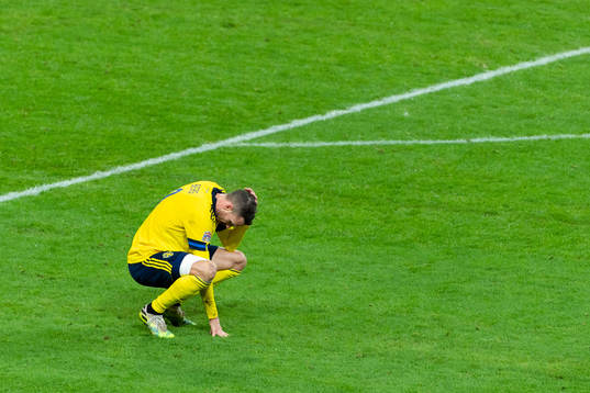 Marcus Berg of Sweden looks dejected