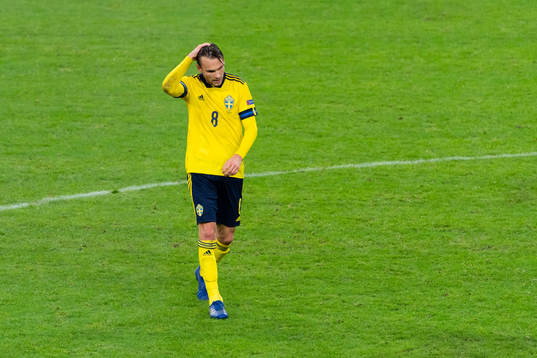 Albin Ekdal of Sweden looks dejected
