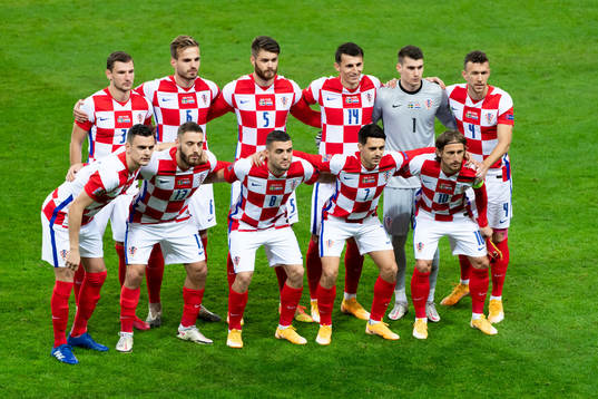 The Croatian starting eleven pose for a team picture